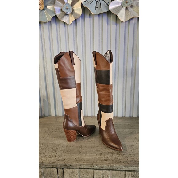 Steve Madden Real Leather Patchwork Western Boots Women’s NWOT Size 7 - Picture 7 of 10